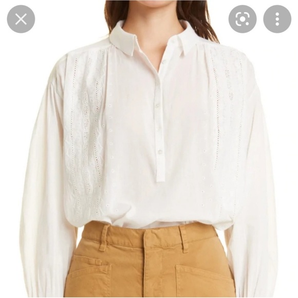Nili Lotan Tops - Nili Lotan White Blouse with Embroidered Details Size Small
